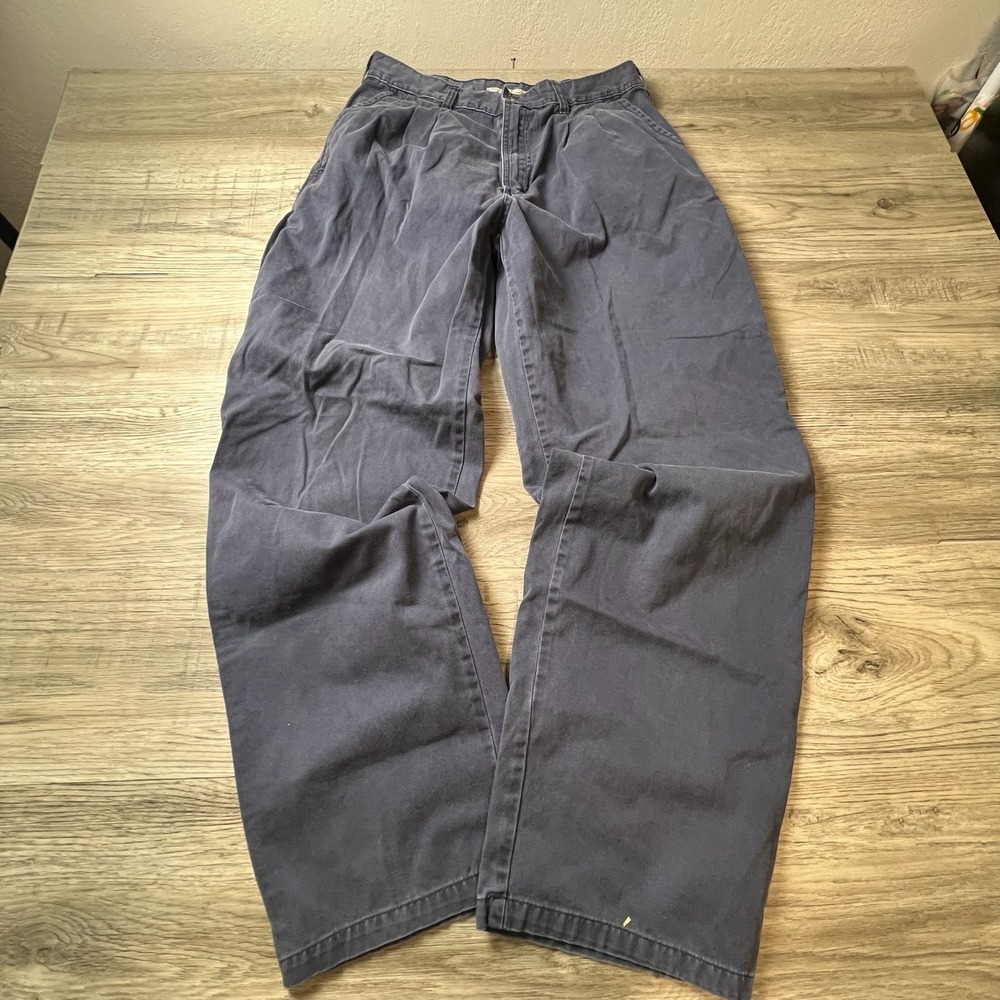 Bugle Boy Company Chinos Mens 33x34 Navy Blue Pleated Vintage 90s Relaxed Pants